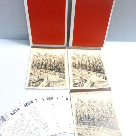 BRIDGE Game Scorepads Bridge Over Rennies Mill River Vintage Bridge Card Game - Picture 1 of 7